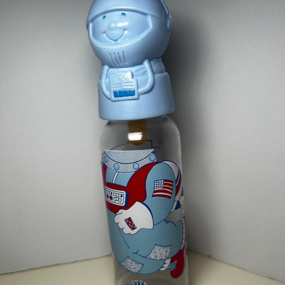 Vintage Astronaut BabyKing Baby Bottle All Original Parts Included Baby Blue